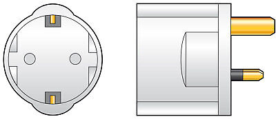 Euro to UK Visitor Adapter Schuko 2 Pin to UK 3 Pin Plug Mains Travel