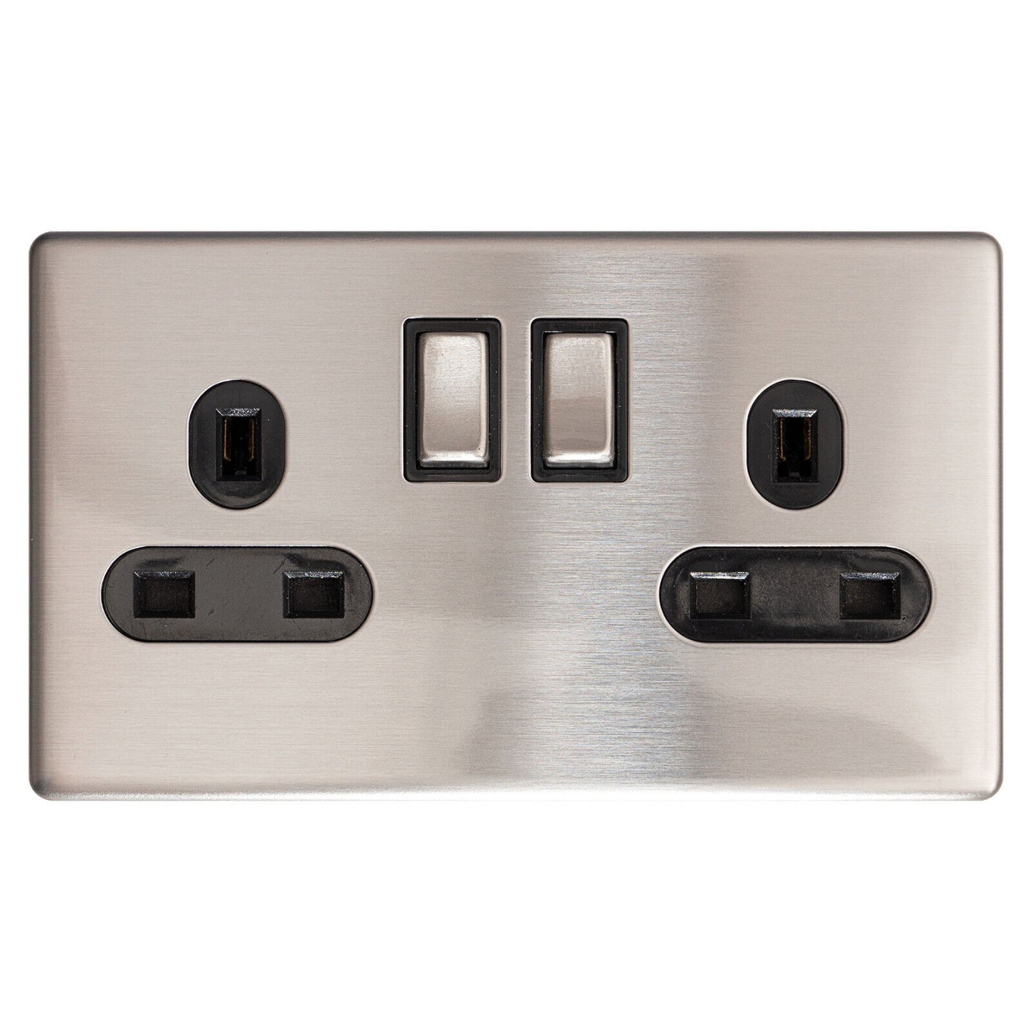 Chrome 1 & 2 Gang Sockets and Swicthes Screwless Plates, Dimmer, Switc