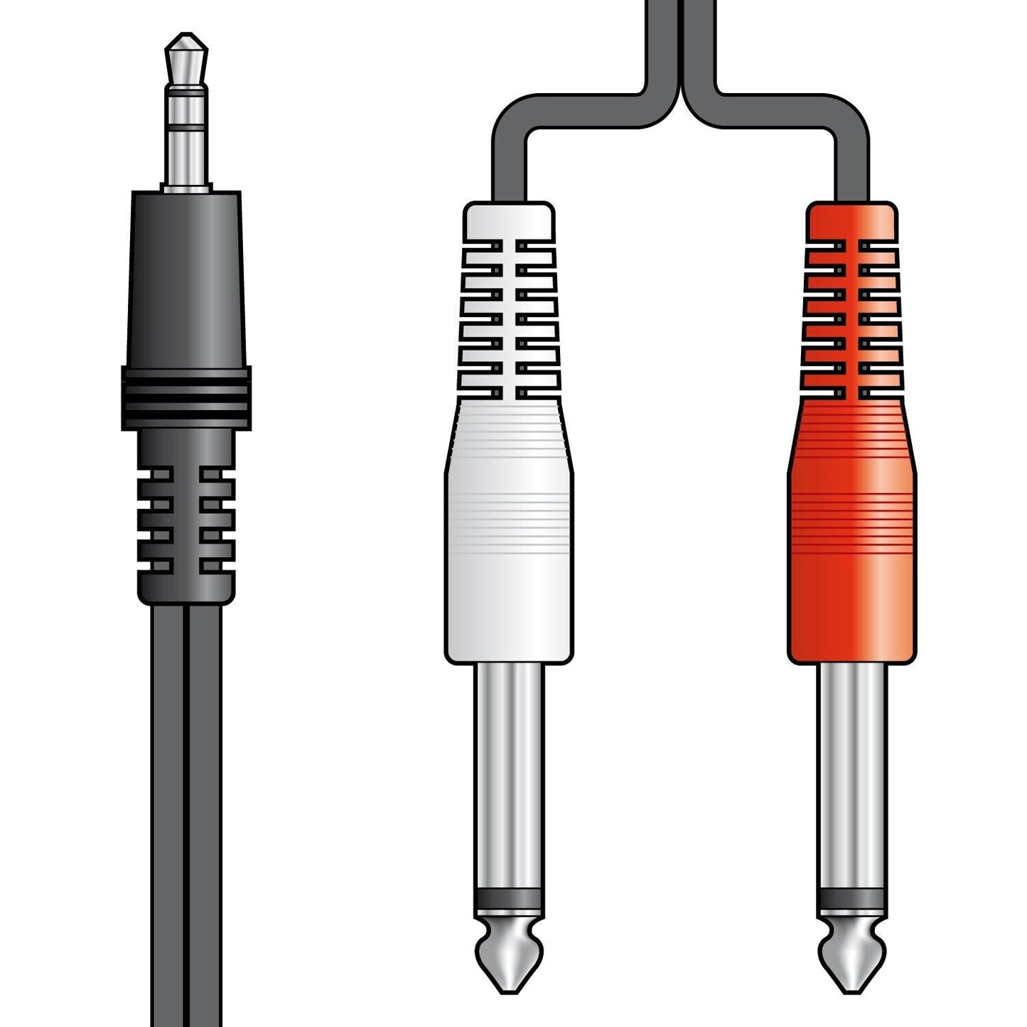 3.5mm Stereo Plug to 2 x 6.3mm Mono Plugs Lead