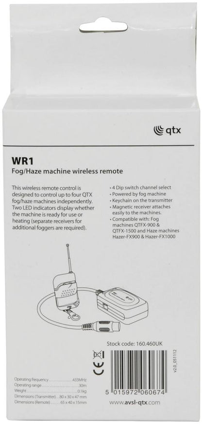 QTX WR 1 Wireless Remote to DMX Control For Smoke Haze and Fog Machines Lights