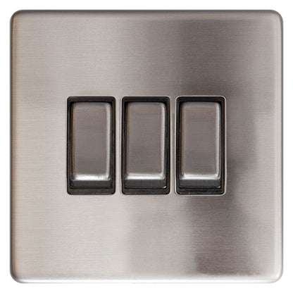 Chrome 1 & 2 Gang Sockets and Swicthes Screwless Plates, Dimmer, Switc